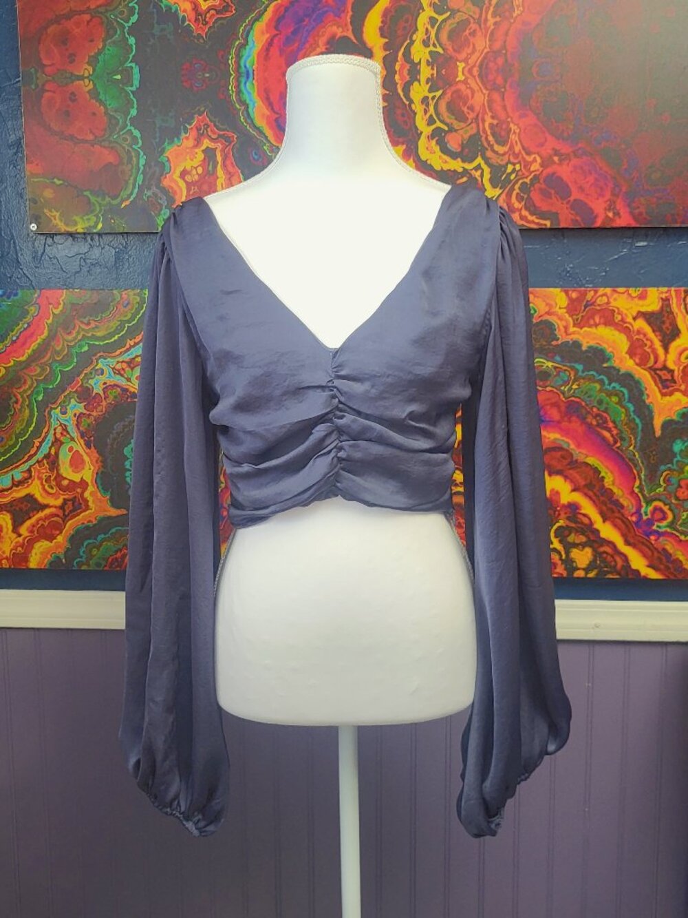 In The Beginning ~ Sz M ~ Ruched Very High Crop Top ~ Excellent Condition